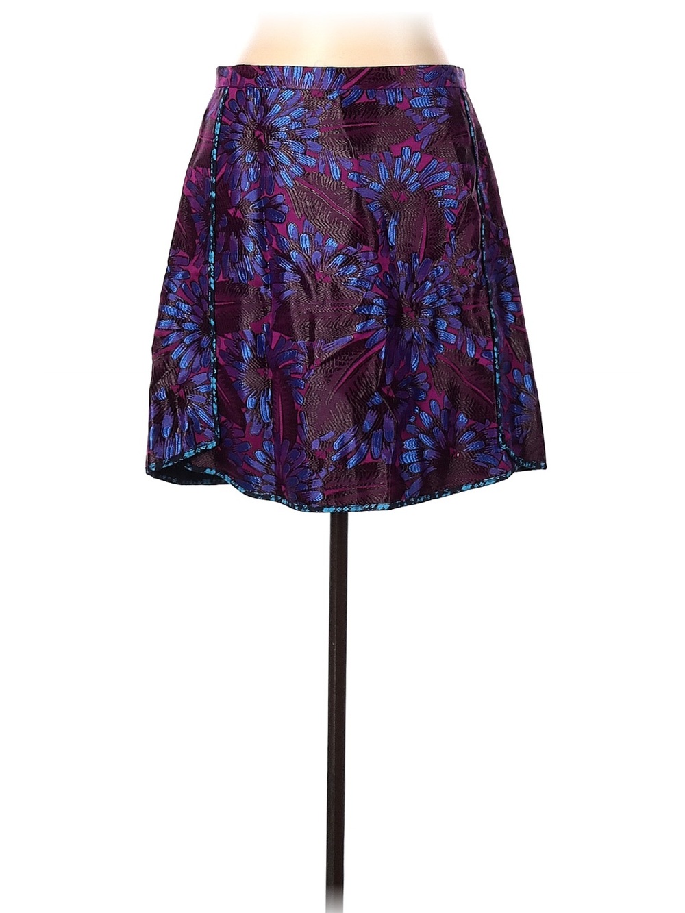 J. Crew Purple Floral Circle Skirt with Blue Accents